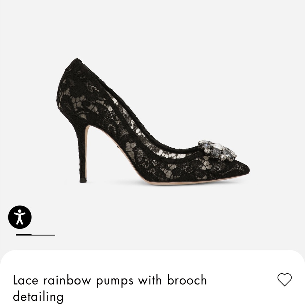 Dolce & Gabbana Black Lace Heels with Brooch